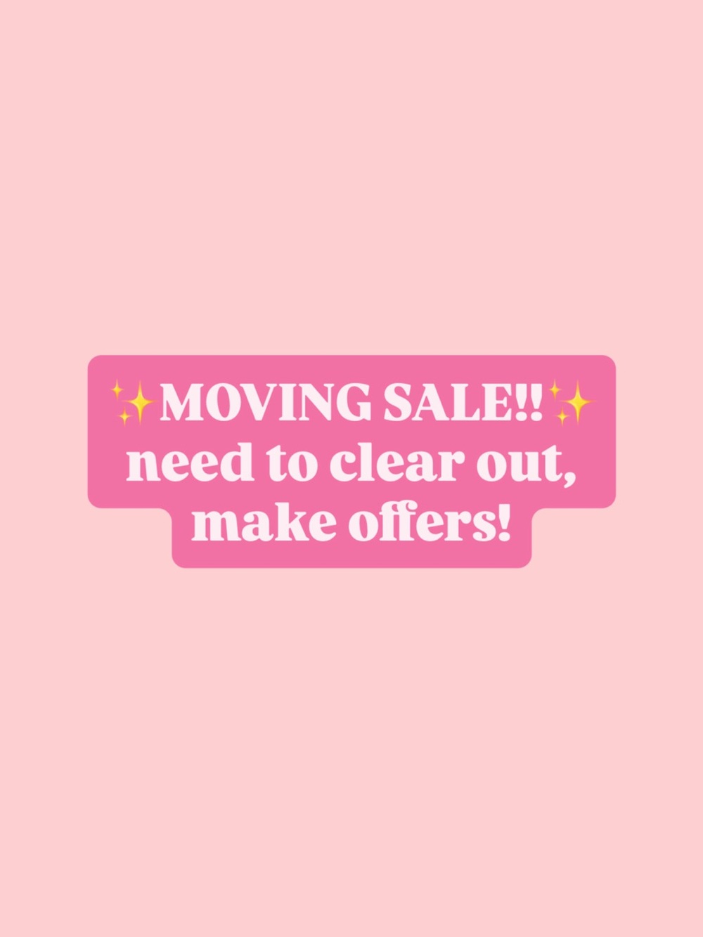 Pink Moving Sale Graphic Sticker